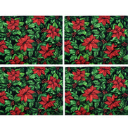 Set of 4 Placemats Christmas Flower Cloth Waterproof 17