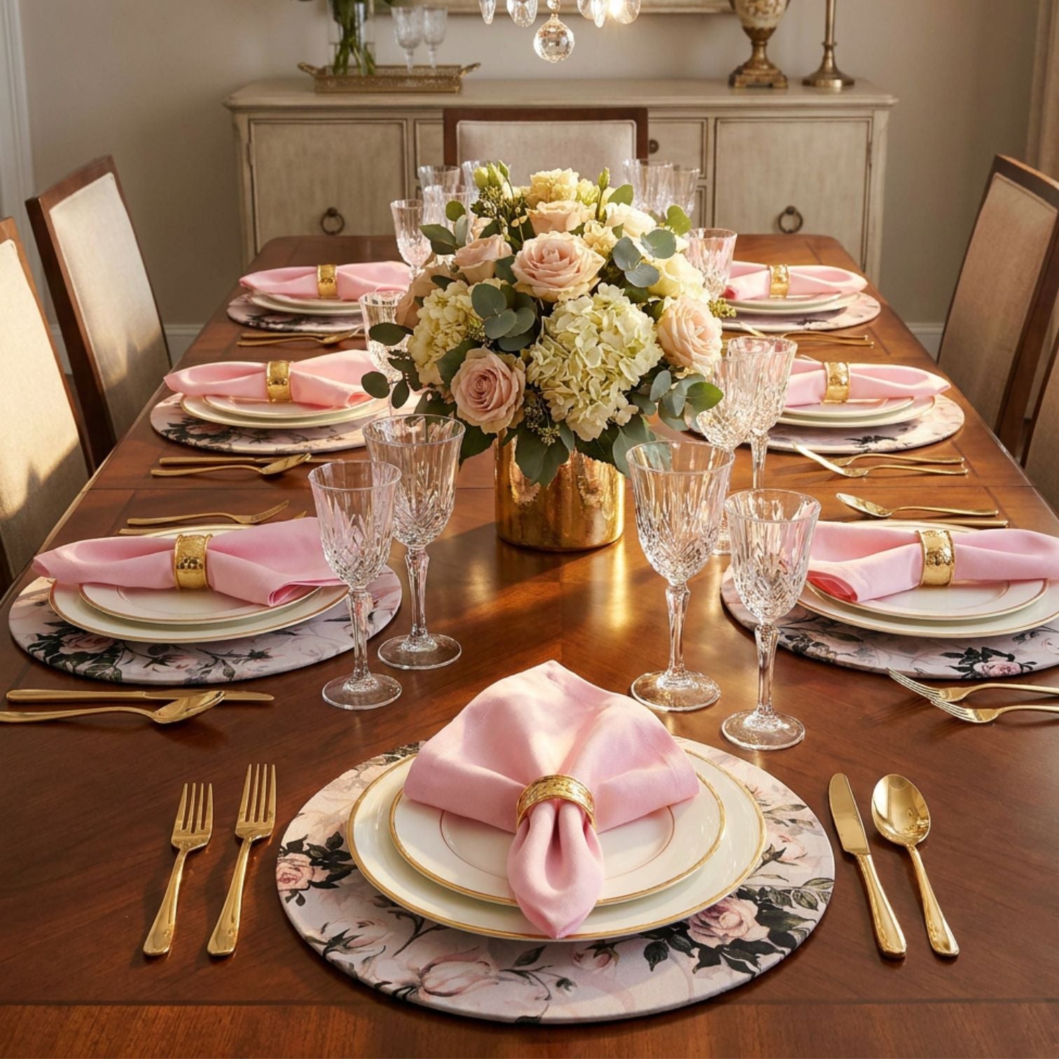 Charlo's Synthetic Cloth Napkins Set of 4 Solid Light Pink 16