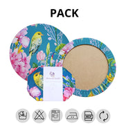 Set of 4 Round Placemats Covers Blue Bird Versailles 14 Dia inch