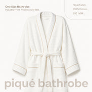 Charlo’s Adult Piqué Bathrobe – 100% Cotton Lightweight Robe, One Size