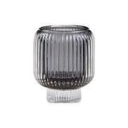 Black Ribbed Glass Candle Holder – Transparent Decorative Votive