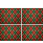 Set of 4 Placemats Christmas Plaid Cloth Waterproof 17