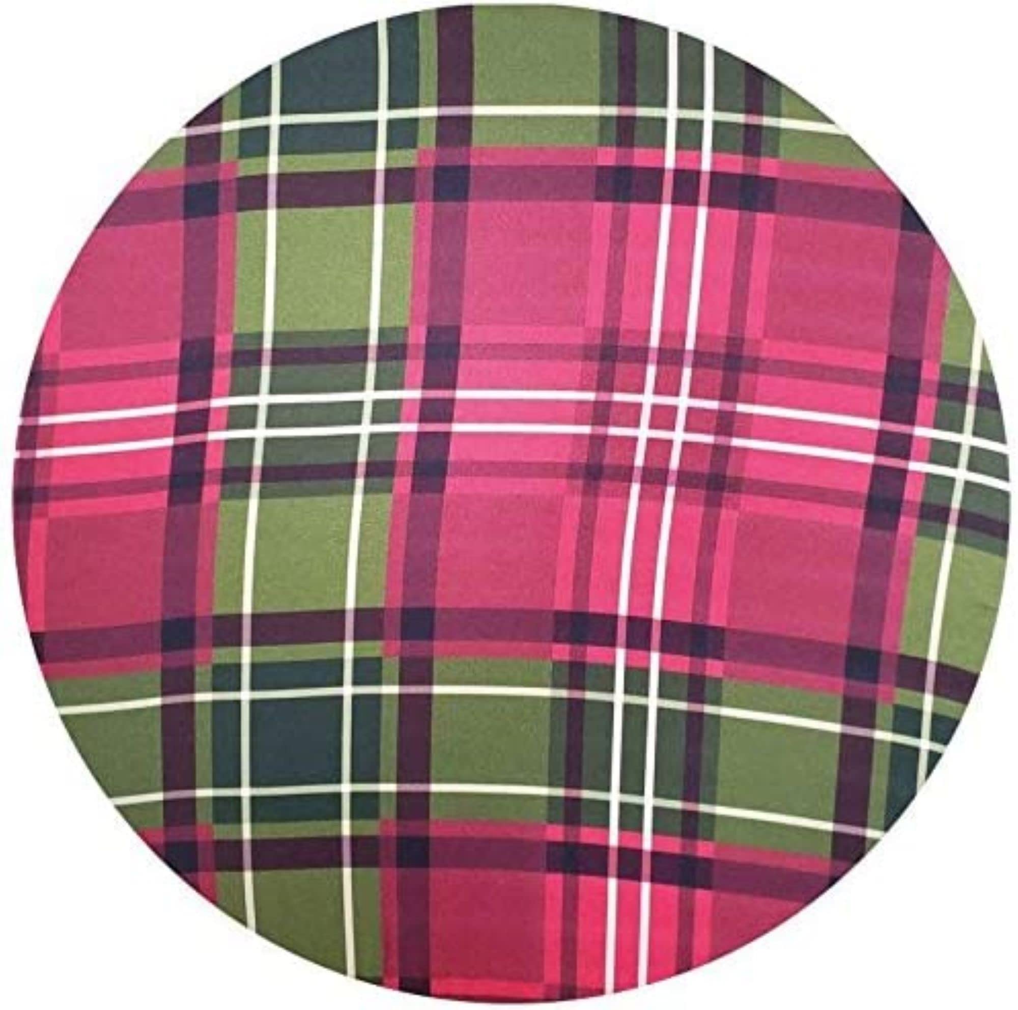 Set of 4 Round Placemats Covers Christmas Plaid Cloth 14