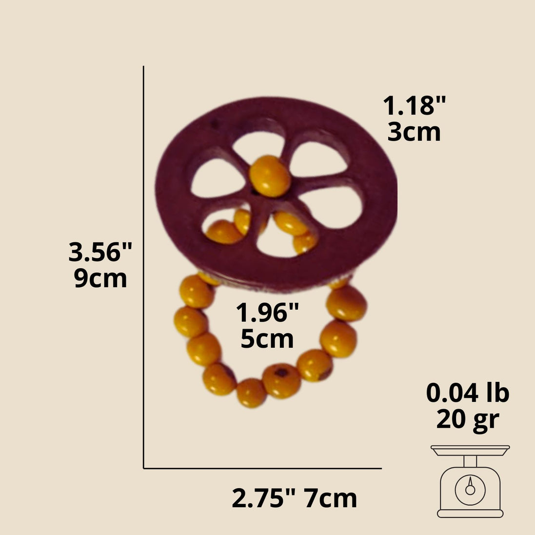 BIOJewelry Set of 6 Yellow Amazon Coconut Babacu Acai Napkin Rings Handmade for Dining Table, Parties