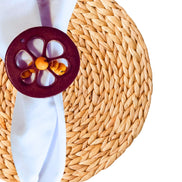 BIOJewelry Set of 6 Yellow Amazon Coconut Babacu Acai Napkin Rings Handmade for Dining Table, Parties