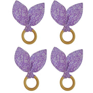 Maison Charlo | Easter Set of 4 Floral Lilac White Bunny Ears Napkin Rings | Dining Table Decor