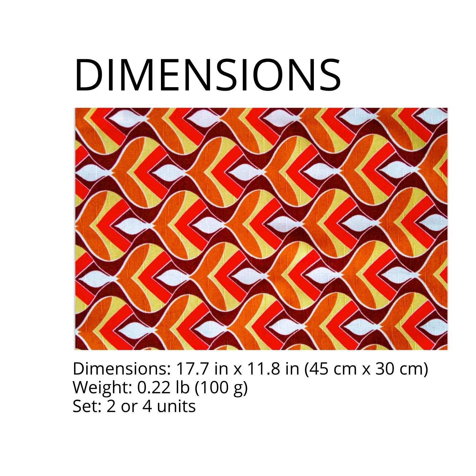 Charlo's Set of 4 Rectangular Placemats Colorful Indian Mosaic 18