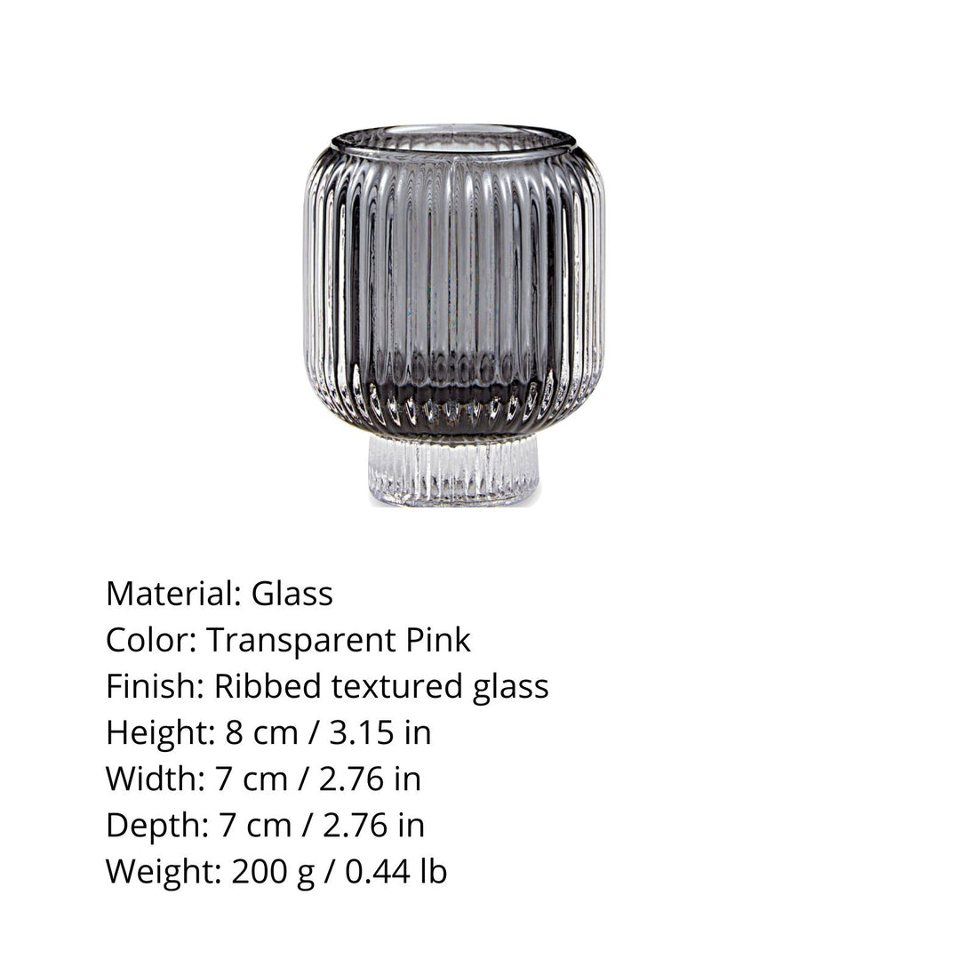 Black Ribbed Glass Candle Holder – Transparent Decorative Votive