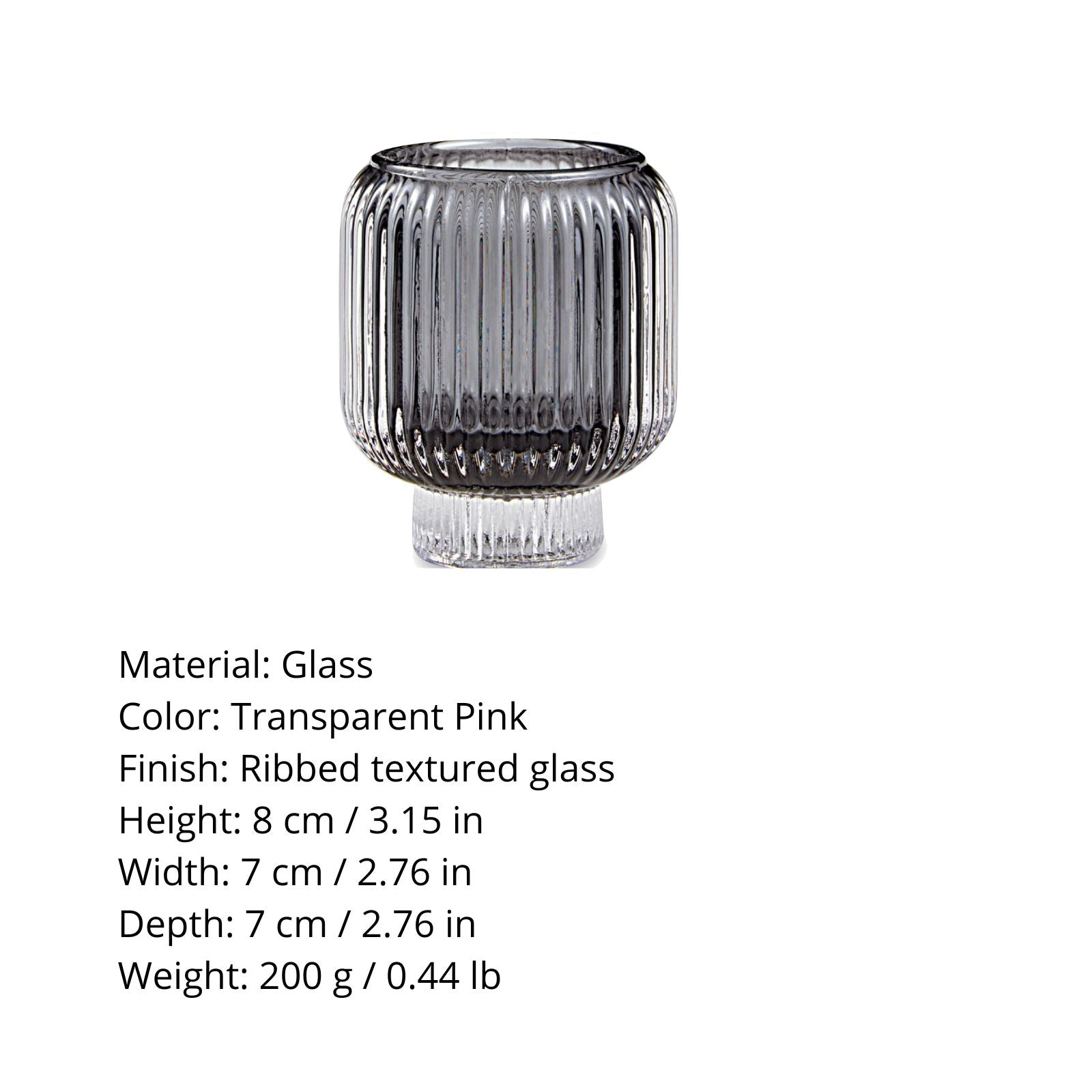 Black Ribbed Glass Candle Holder – Transparent Decorative Votive