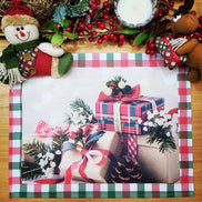 Set of 4 Placemats Christmas Gift Box Cloth Waterproof 17