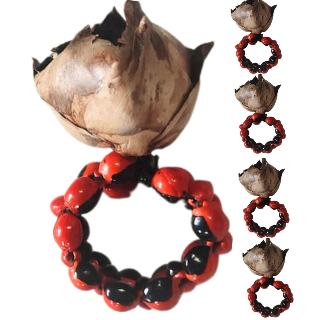 BIOJewelry Set of 4 Amazon Peel Coconut Babacu Acai Napkin Rings Handmade for Dining Table