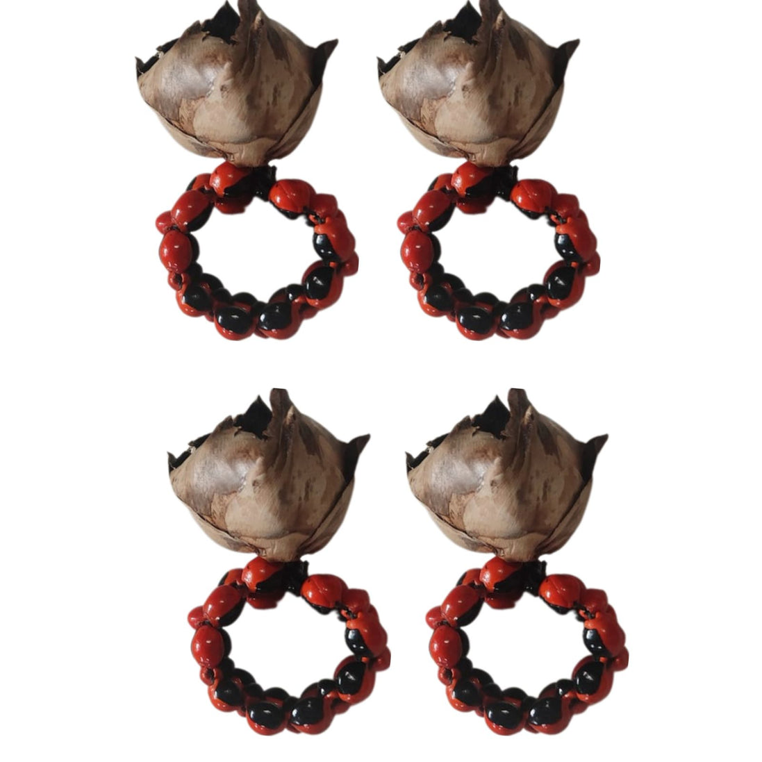 BIOJewelry Set of 4 Amazon Peel Coconut Babacu Acai Napkin Rings Handmade for Dining Table