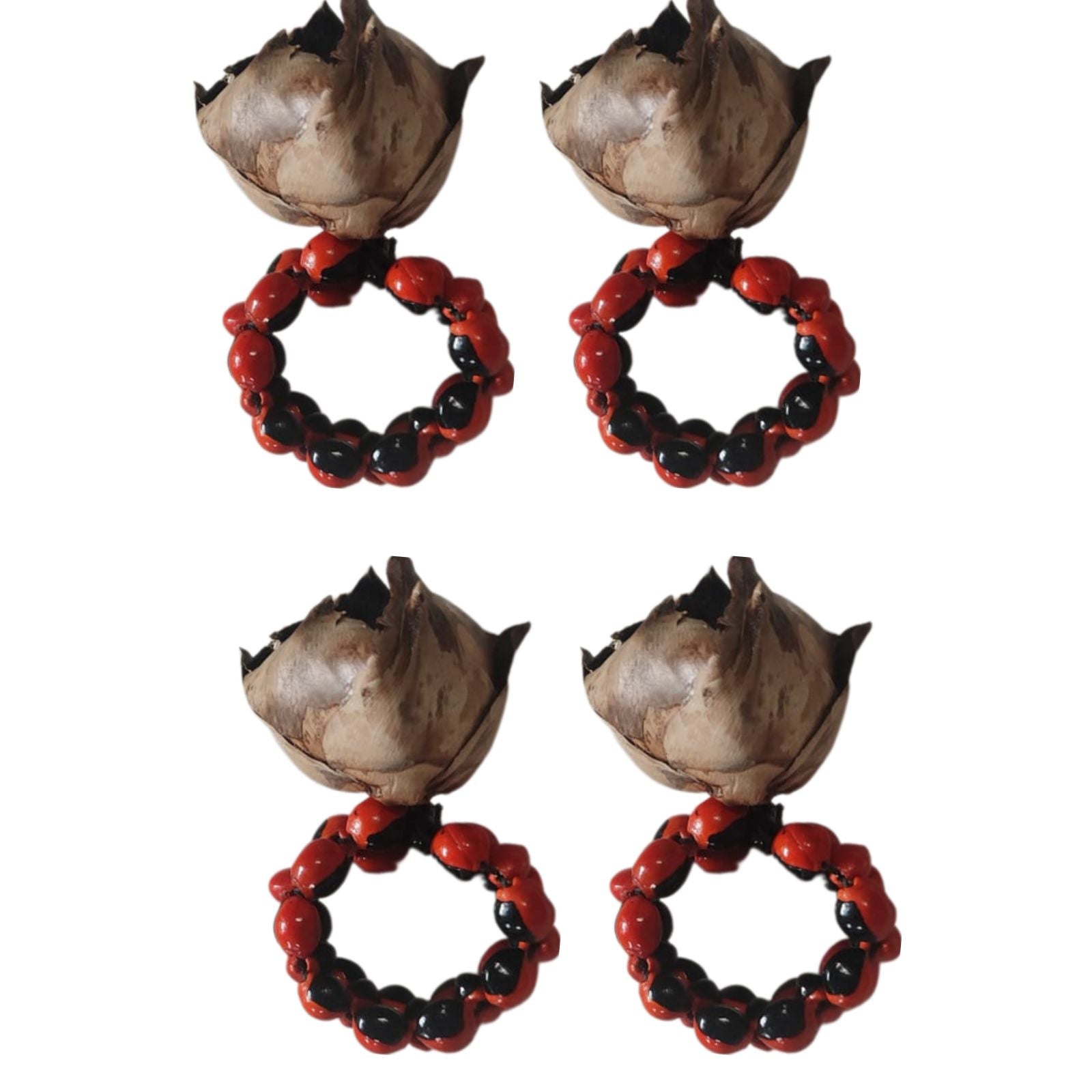 BIOJewelry Set of 4 Amazon Peel Coconut Babacu Acai Napkin Rings Handmade for Dining Table