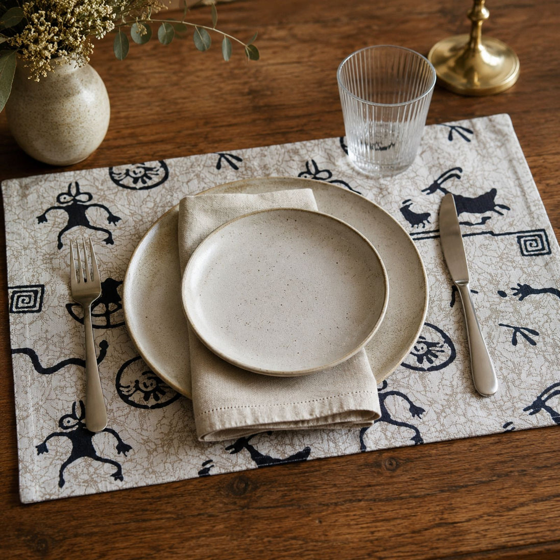 Charlo's Set of 4 Rectangular Placemats Ancestral 18" x 12"
