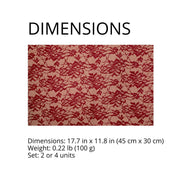 Charlo's Set of 4 Rectangular Placemats Burgundy and Beige 18