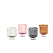 Black Ribbed Glass Candle Holder – Transparent Decorative Votive