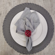 Charlo's Set of 4 Grey 100% Cotton Solid Cloth Napkins 15