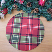 Set of 4 Round Placemats Covers Christmas Plaid Cloth 14