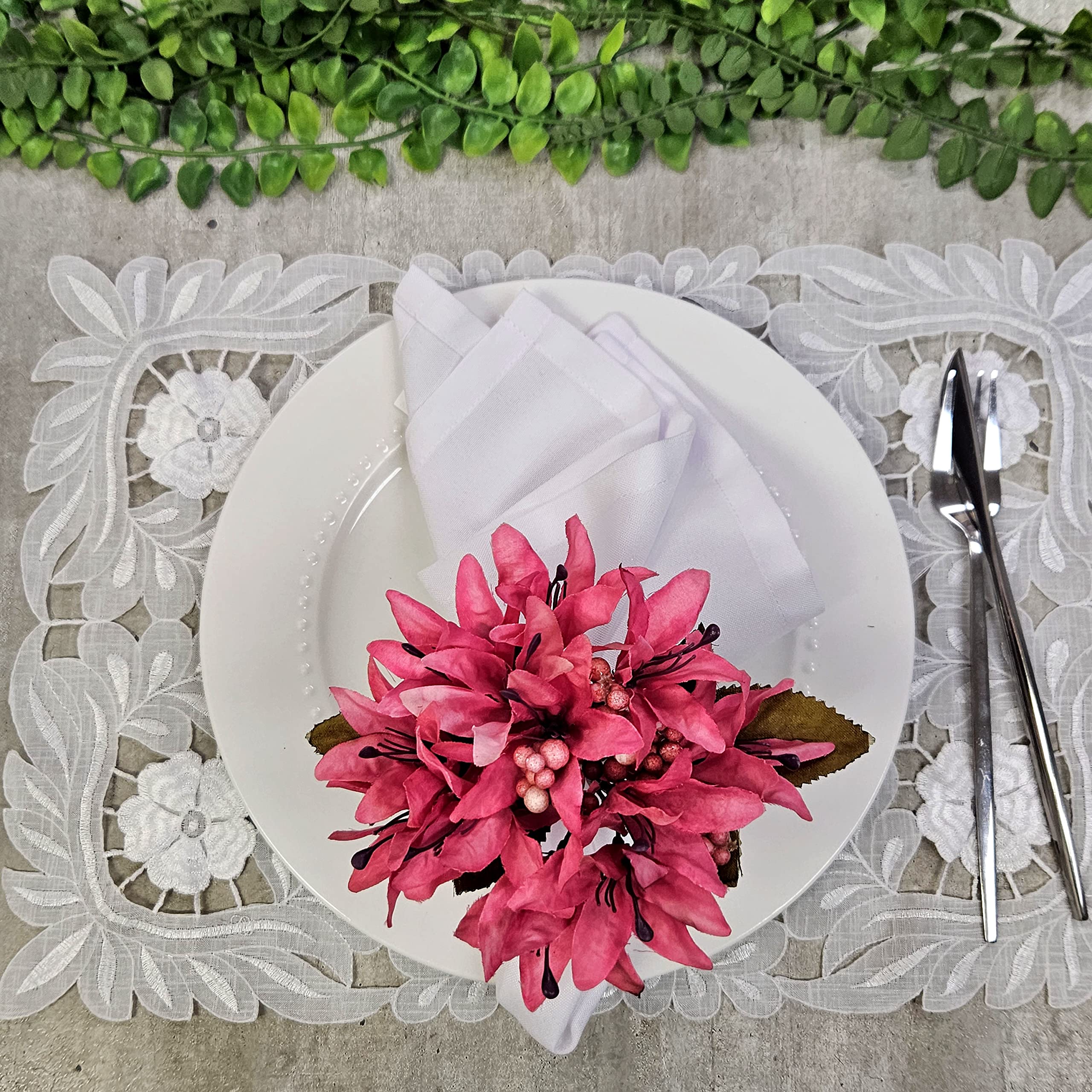 Maison Charlo Set of 4 Pink Lilies Flower Celebration Napkin Rings