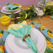 Charlo's Set of 4 Light Green Polka Dot 100% Cotton Cloth Napkins 15