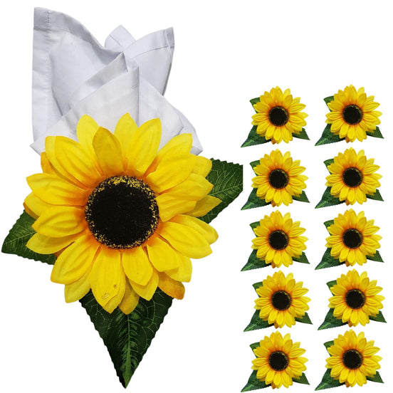 Maison Charlo | Wholesale Set of 10 Sunflower Napkin Rings for party, wedding, shopkeeper, birthday, restaurant