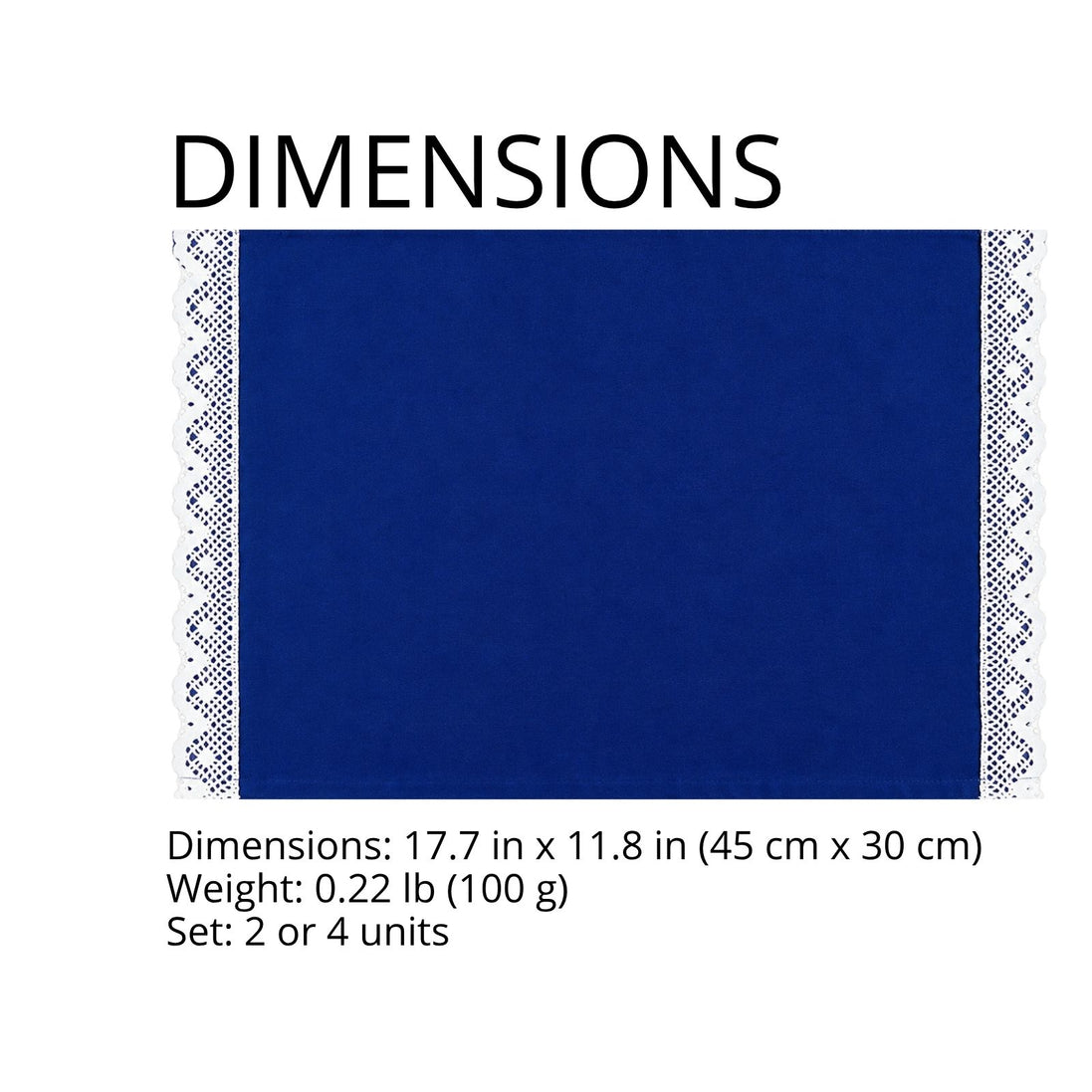Charlo’s Set of 4 Rectangular Placemats Blue and White Embroidery 18" x 12"