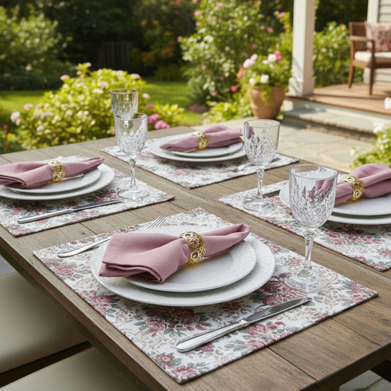 Charlo's Set of 4 Rectangular Placemats Mary Floral 18" x 12"