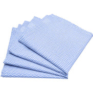 Charlo's Set of 4 Blue Chevron 100% Cotton Cloth Napkins 15