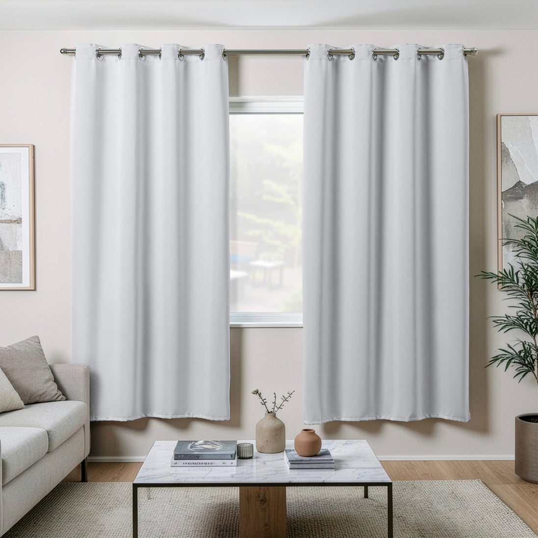Maison Charlo Basic Blackout Curtains – White – 102 x 71 in – Set of 2 Panels