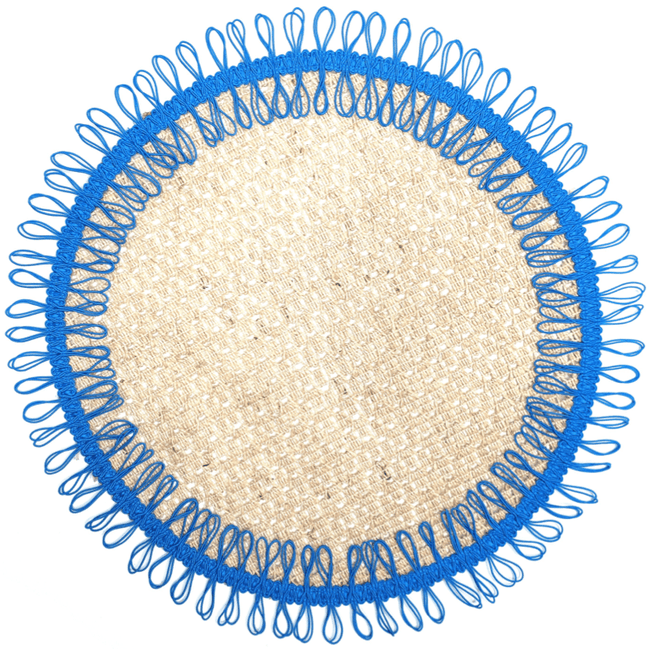 Charlo's Set of 2 Blue Sustainable Brazilian Jute Liz Round Placemats Sousplat 16" dia