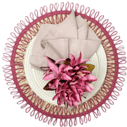 Charlo's Set of 2 Pink Beige Sustainable Brazilian Jute Liz Round Placemats Sousplat 16