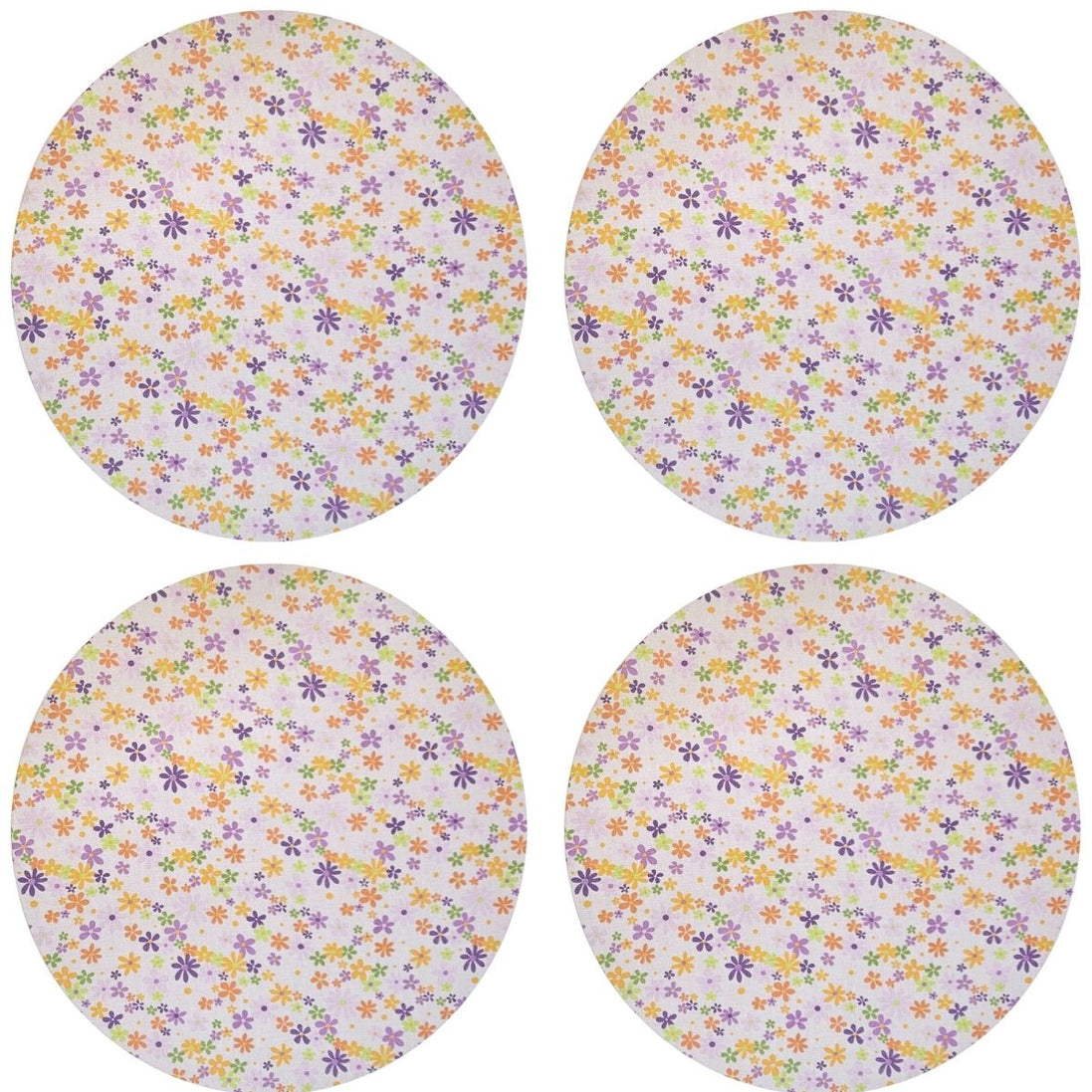 Charlo's Set of 4 Round Placemats Covers Aurora Bloom Flower 14 Dia inch