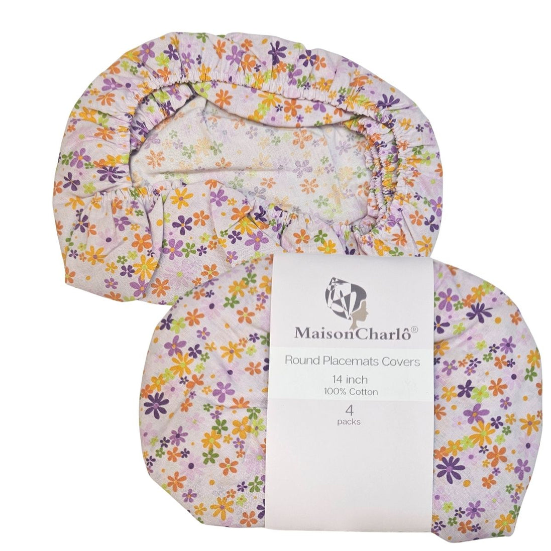 Charlo's Set of 4 Round Placemats Covers Aurora Bloom Flower 14 Dia inch