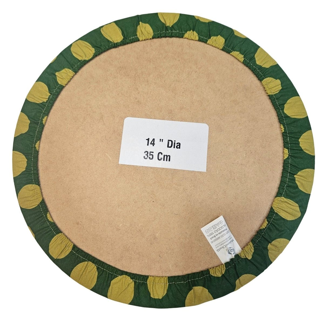 Set of 4 Cotton Placemat Covers with Large Green and Gold Polka Dots 14" Dia