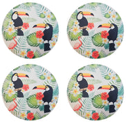 Set of 4 Round Placemats Covers Black Toucan 14 Dia inch