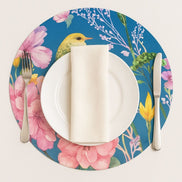 Set of 4 Round Placemats Covers Blue Bird Versailles 14 Dia inch