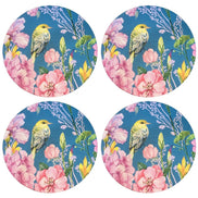 Set of 4 Round Placemats Covers Blue Bird Versailles 14 Dia inch