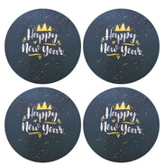 Set of 4 Round Placemats Covers Christmas Happy New Year Cloth 14
