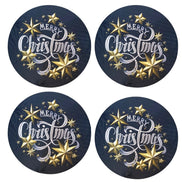 Set of 4 Round Placemats Covers Merry Christmas Cloth 14
