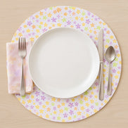 Charlo's Set of 4 Round Placemats Covers Aurora Bloom Flower 14 Dia inch