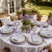 Set of 12 Synthetic Cloths Napkins Lavender Garden 13.8 x 13.8 in