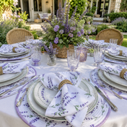 Set of 12 Synthetic Cloths Napkins Lavender Garden 13.8 x 13.8 in