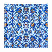 Set of 12 Synthetic Cloths Napkins Mediterranean Tile 13.8 x 13.8 in
