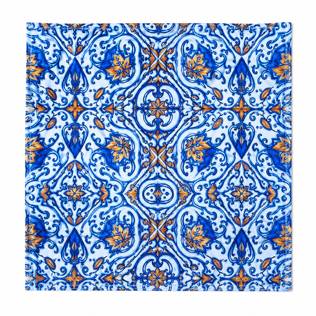 Set of 12 Synthetic Cloths Napkins Mediterranean Tile 13.8 x 13.8 in