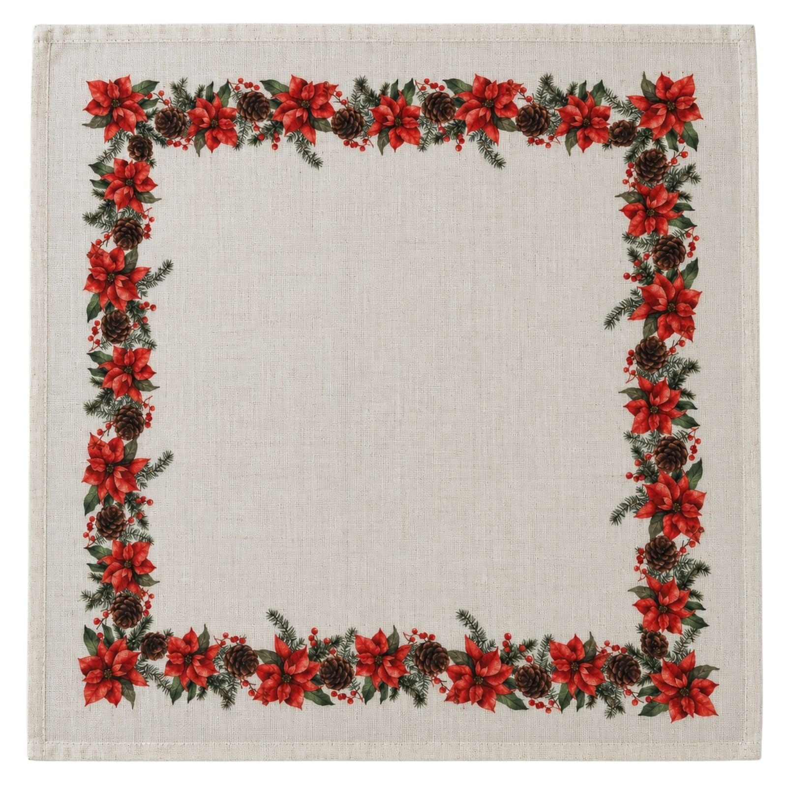 Charlo’s Set of 4 Christmas Farmhouse Napkins Poinsettia 18