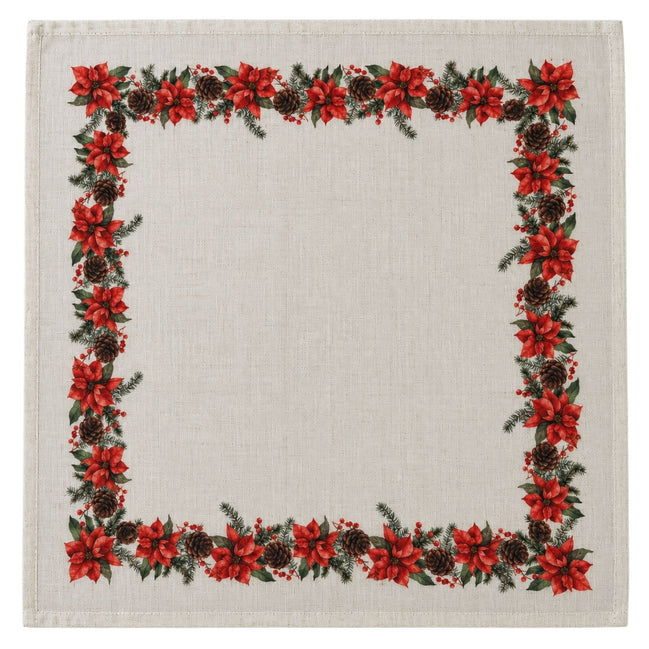 Charlo’s Set of 4 Christmas Farmhouse Napkins Poinsettia 18" x 18"
