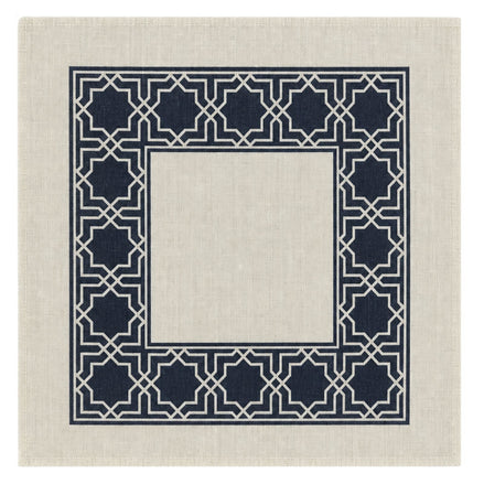Charlo’s Set of 4 Cloth Blend Napkins Geometric Navy 18" x 18"