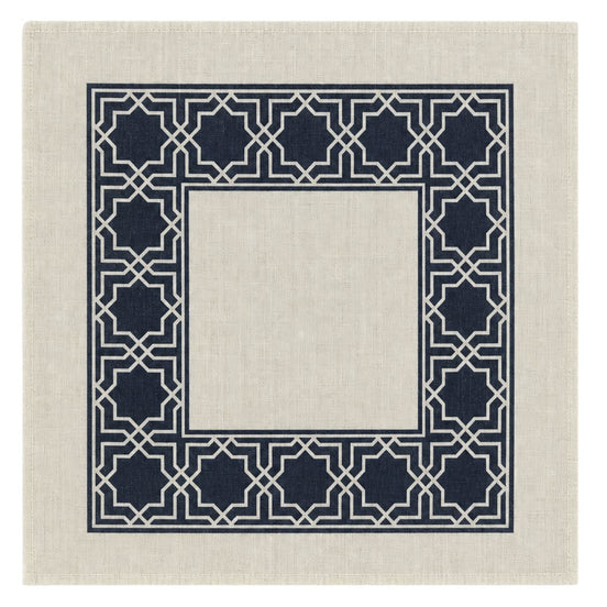 Charlo’s Set of 4 Cloth Blend Napkins Geometric Navy 18" x 18"
