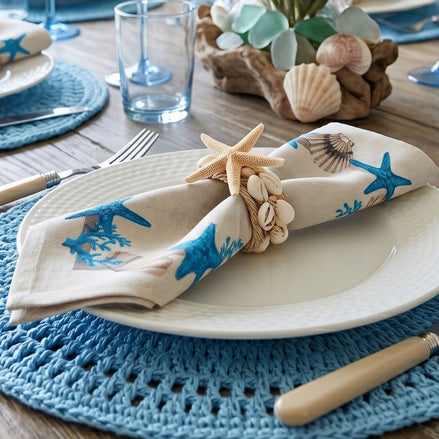 Charlo’s Set of 4 Cloth Napkin Coastal Starfish 18" x 18"
