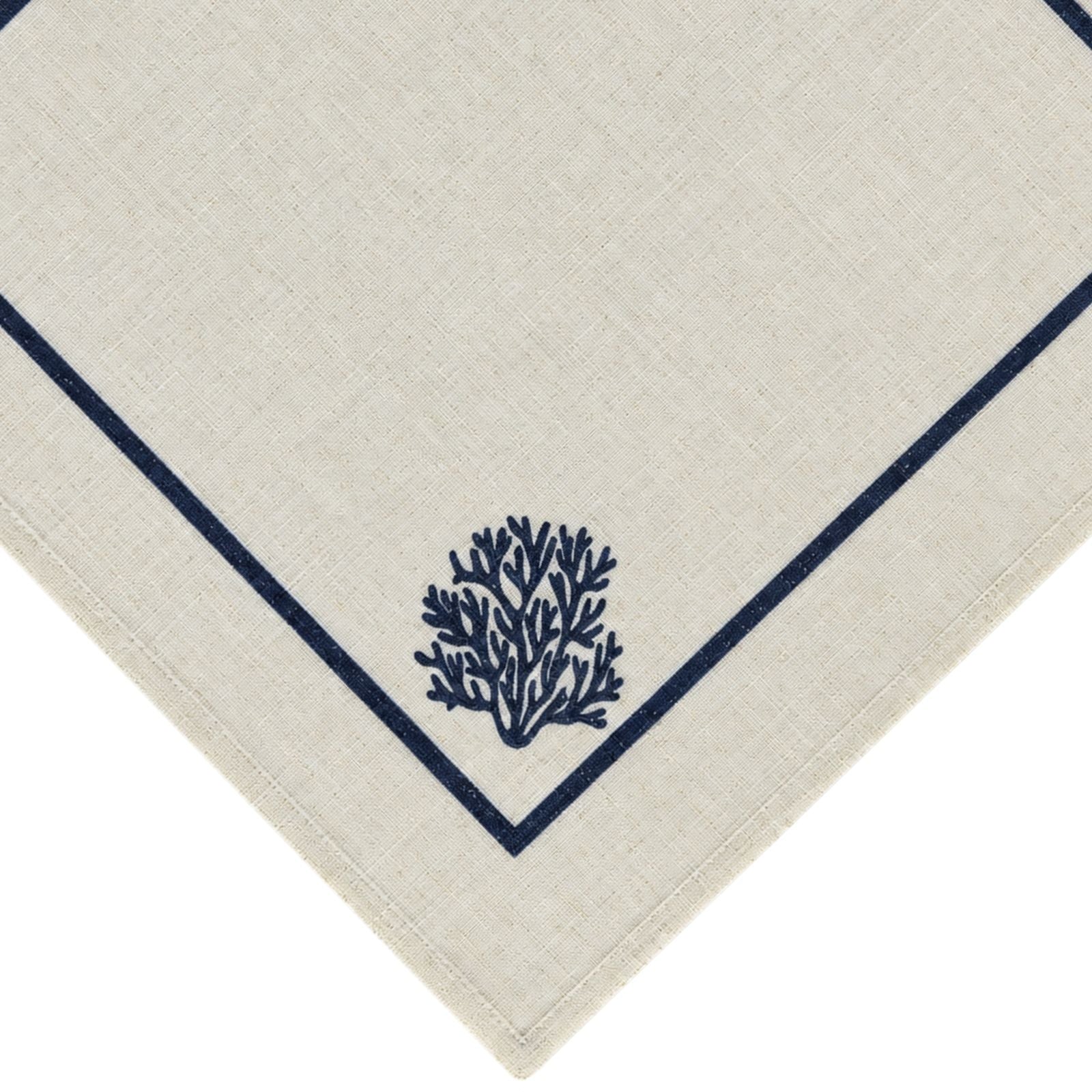 Charlo’s Set of 4 Cloth Napkin Coastal Coral Border 18